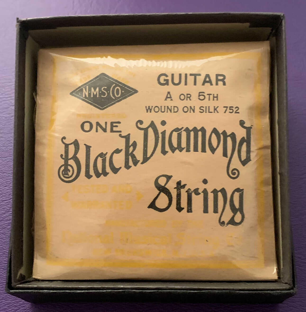 Vintage 1930s National String Co Black Diamond “special Silk” For Slotted Martin