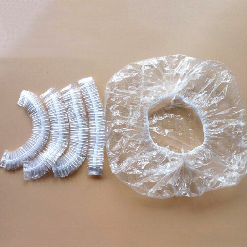Hot100pcs/pack Disposable Hotel Home Shower Bathing Clear Hair Elastic Caps Hats