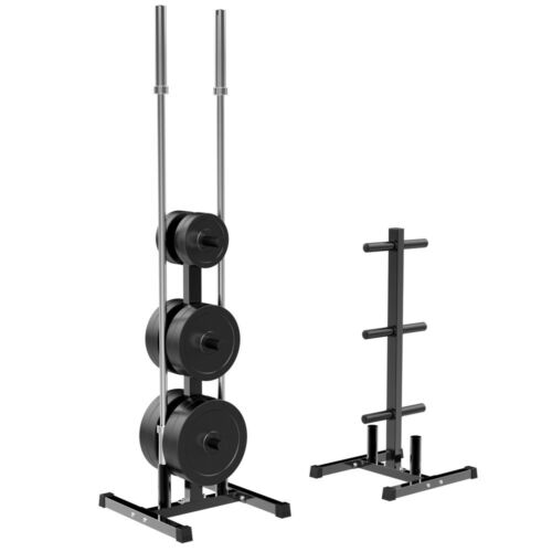 2'' Olympic Plate & Bar Holder Weight Bumper Plates Tree Stand Rack Home Gym